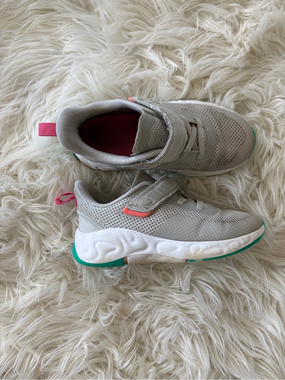 Target Kids Gray Sneakers with Pink and Teal Accents
